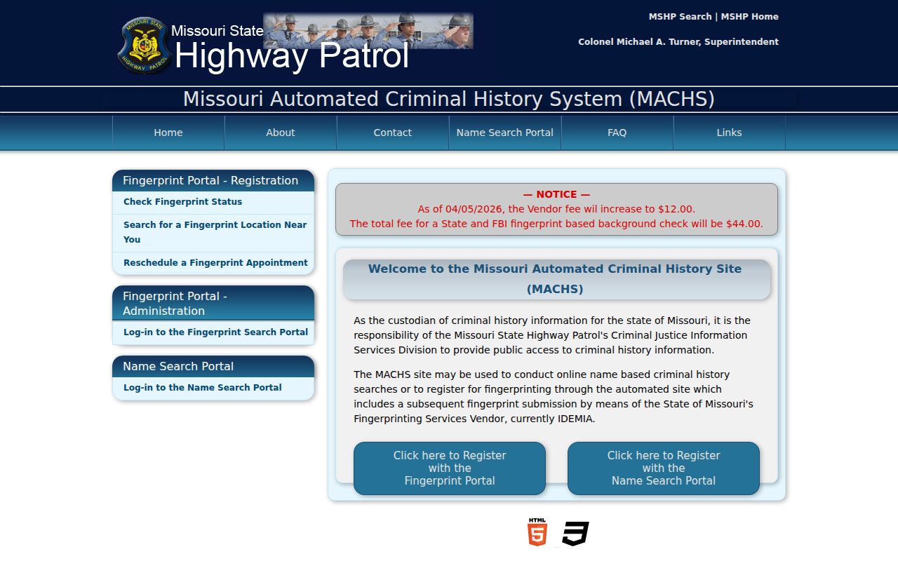 Pettis County criminal history MACHS portal choices